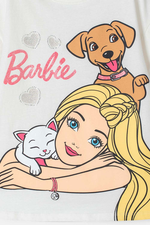 Card slide image -  CAMISETA DE BARBIE MANGA CORTA MARFIL PARA NIÑA