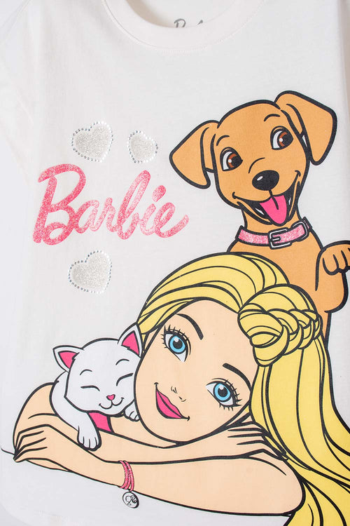 Card slide image -  CAMISETA DE BARBIE MANGA CORTA MARFIL PARA NIÑA