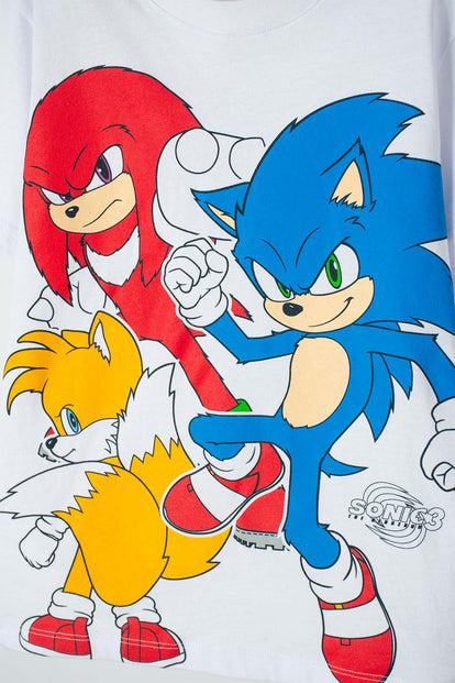  CAMISETA DE SONIC MANGA CORTA BLANCO PARA NIÑO