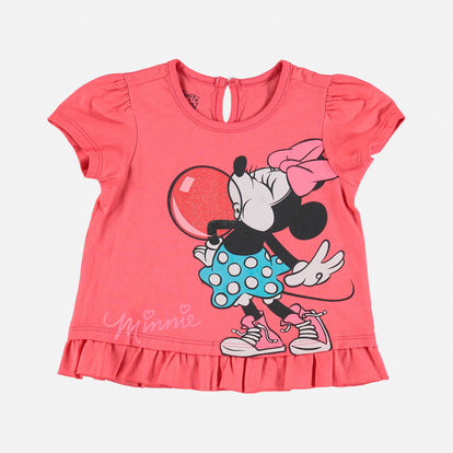  CAMISETA DE MINNIE CORAL MANGA CORTA PARA BEBÉ NIÑA