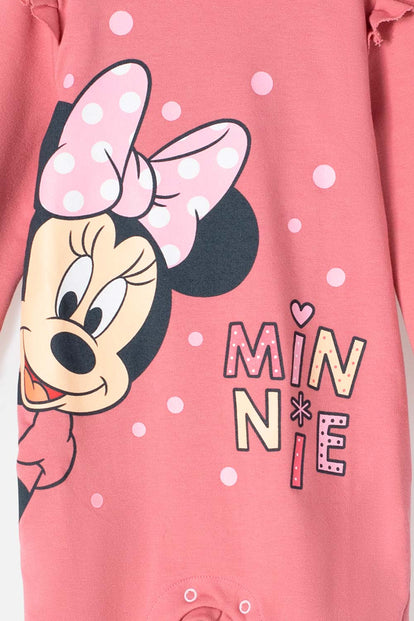  PIJAMA DE MINNIE MOUSE TIPO MAMELUCO ROSADA PARA BEBÉ NIÑA