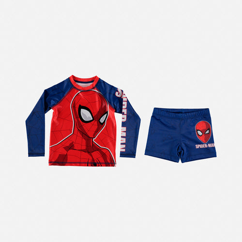 Card slide image -  CONJUNTO DE BAÑO DE SPIDER-MAN ESTAMPADO ROJO Y AZUL PARA NIÑO 2T A 5T