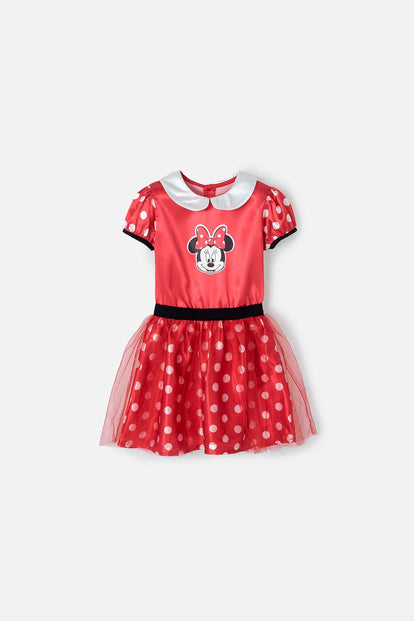  VESTIDO DE MINNIE MOUSE CON MANGA CORTA PARA NIÑA DE 2T A 5T