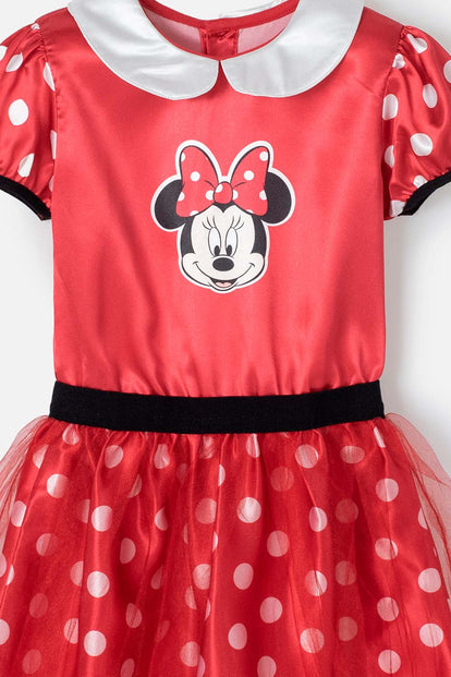  VESTIDO DE MINNIE MOUSE CON MANGA CORTA PARA NIÑA DE 2T A 5T