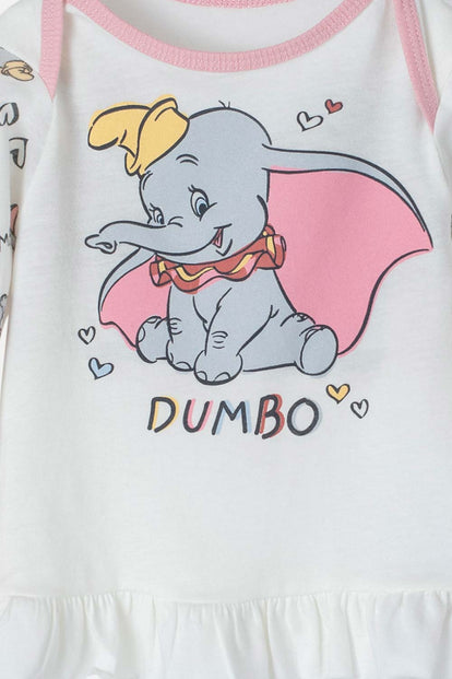  PIJAMA DE DUMBO CON PANTALÓN LARGO MARFIL PARA BEBÉ NIÑA