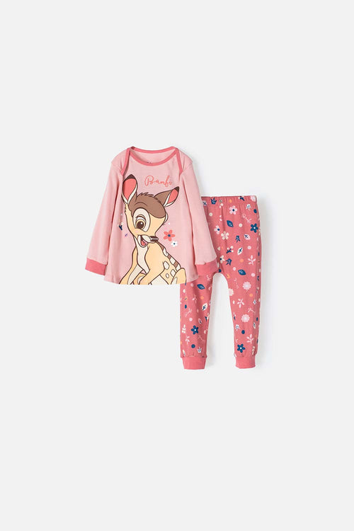 Card slide image -  PIJAMA BAMBI  DE PANTALÓN LARGO ROSADO PARA BEBE NIÑA