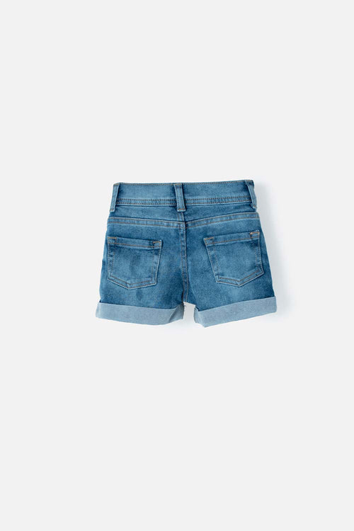 Card slide image -  SHORT LITTLEMIC DENIM AZUL PARA NIÑA 2T A 5T