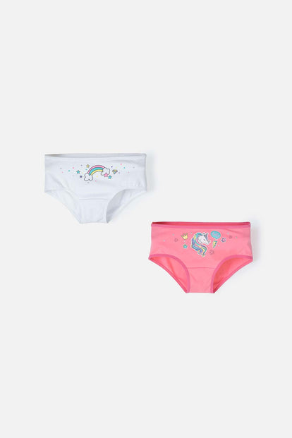  DÚO DE PANTYS MIC ESTAMPADOS BLANCO Y ROSADO PARA NIÑA