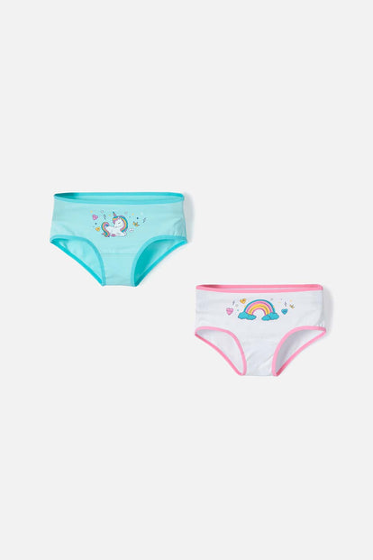  PACK X2 PANTIES DE MIC AZUL Y BLANCO PARA NIÑA