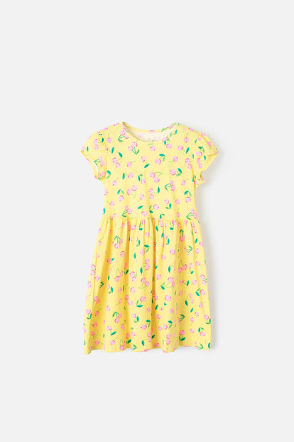  VESTIDO DE MIC CON MANGA CORTA AMARILLO PARA NIÑA