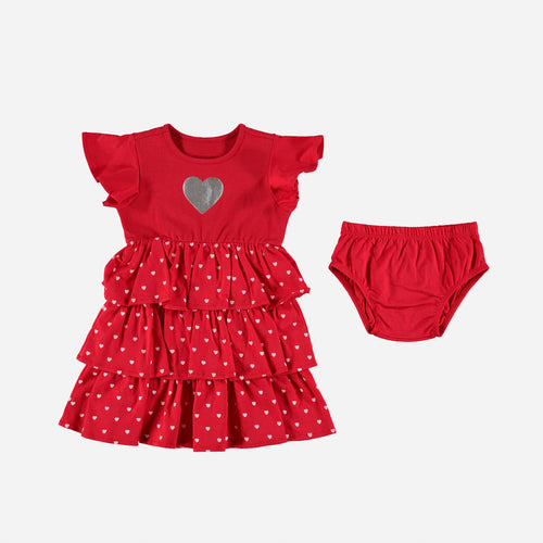 Card slide image -  VESTIDO LITTLEMIC CON BOLEROS ROJO PARA NIÑA 2T A 5T