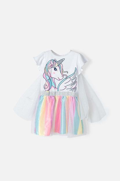  VESTIDO DE UNICORNIO CON ALAS DE TUL PARA NIÑA