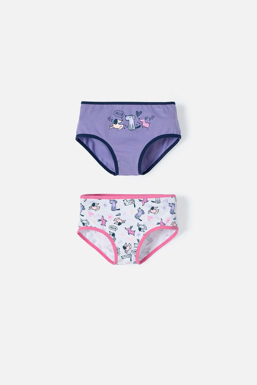 Card slide image -  PACK X2 PANTIES PARA NIÑA, MORADO/BLANCO DE LITTLEMIC