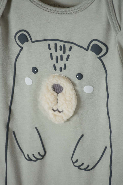  CONJUNTO LITTLEMIC VERDE Y CAQUI MANGA LARGA PARA BEBÉ NIÑO