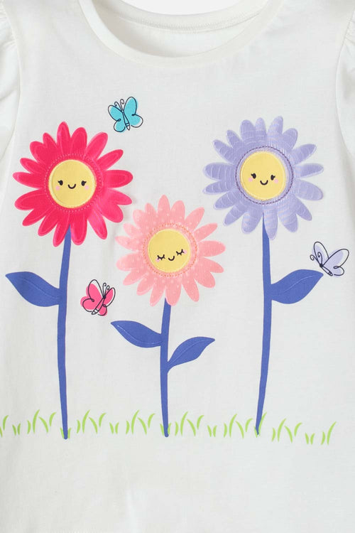 Card slide image -  CAMISETA LITTLEMIC MARFIL ESTAMPADA EN FRENTE PARA NIÑA 2T A 5T