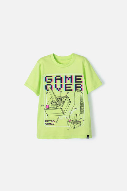  CAMISETA MIC VERDE LIMÓN MANGA CORTA PARA NIÑO