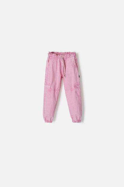  JOGGER DE LITTLEMIC CON CORDON ROSADO PARA NIÑA 2T A 5T