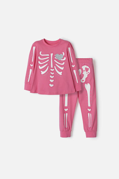  PIJAMA DE LITTLEMIC CON PANTALÓN LARGO ROSADO PARA NIÑA 2T A 5T