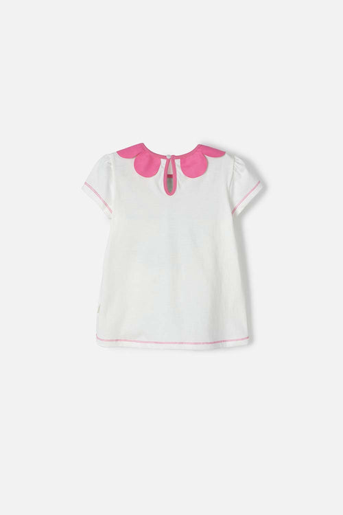 Card slide image -  CAMISETA LITTLEMIC MARFIL CUELLO REDONDO PARA NIÑA 2T A 5T