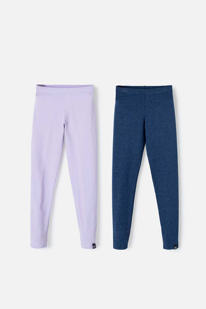  PACK X2 LEGGINS DE MIC LAVANDA Y AZUL PARA NIÑA