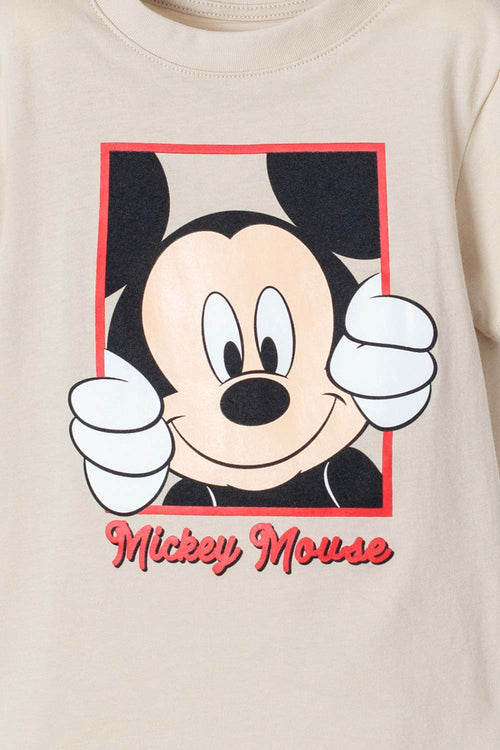 Card slide image -  CAMISETA DE MICKEY MOUSE MANGA CORTA BEIGE PARA NIÑO 2T A 5T