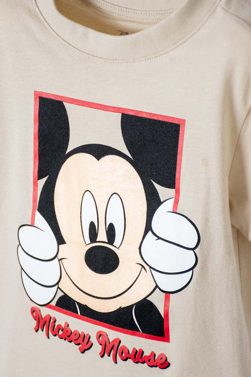 Card slide image -  CAMISETA DE MICKEY MOUSE MANGA CORTA BEIGE PARA NIÑO 2T A 5T