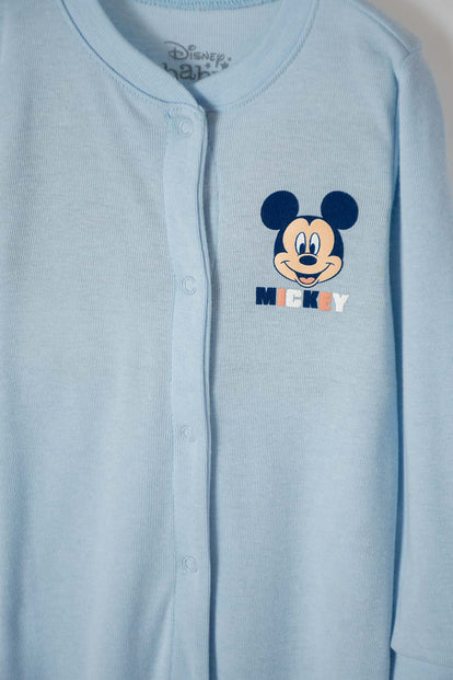  PIJAMA DE MICKEY MOUSE TIPO MAMELUCO AZUL Y BLANCA PARA BEBÉ NIÑO