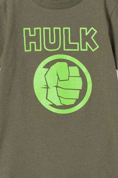  CAMISETA DE HULK MANGA CORTA VERDE PARA NIÑO 2T A 5T