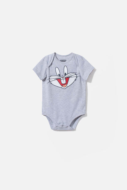  BODY DE BUGS BUNNY MANGA CORTA GRIS UNISEX PARA BEBÉ