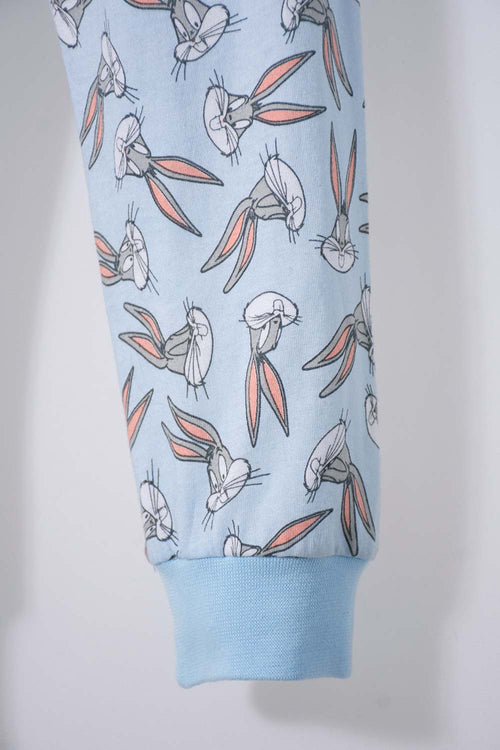 Card slide image -  PIJAMA DE BUGS BUNNY MANGA LARGA BLANCA Y AZUL CLARO PARA BEBÉ UNISEX