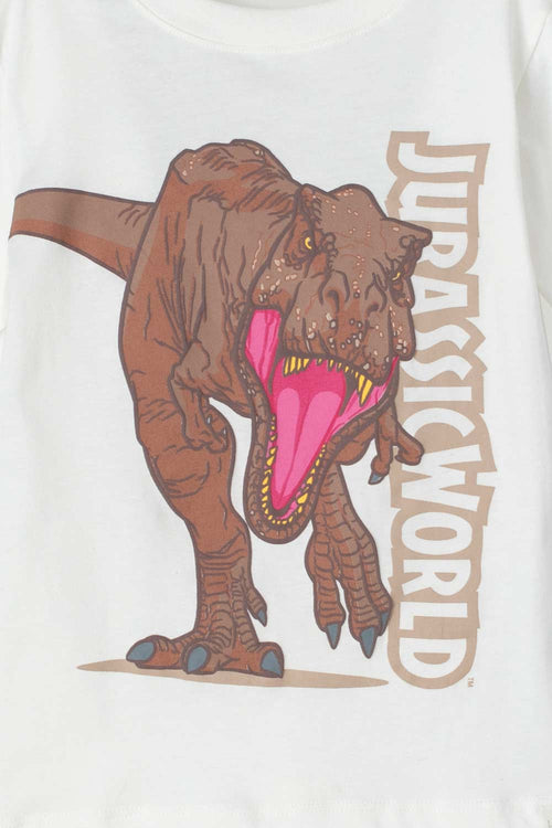 Card slide image -  CAMISETA DE JURASSIC MANGA CORTA BLANCA PARA NIÑO 2T A 5T