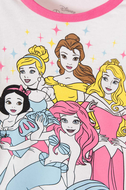 Card slide image -  PIJAMA DE LAS PRINCESAS DISNEY MANGA LARGA MARFIL Y ROSA PARA NIÑA 2T A 5T