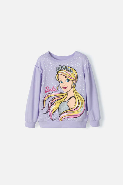  CAMISETA DE BARBIE MANGA LARGA LILA PARA NIÑA 2T A 5T