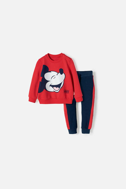  CONJUNTO DE MICKEY MOUSE CON PANTALÓN ROJO Y AZUL PARA BEBÉ NIÑO