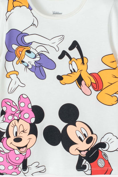  CAMISETA DE MICKEY MOUSE MARFIL MANGA CORTA PARA NIÑA 2T A 5T