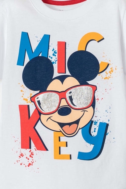  CAMISETA DE MICKEY MOUSE BLANCA MANGA CORTA PARA NIÑO 2T A 5T