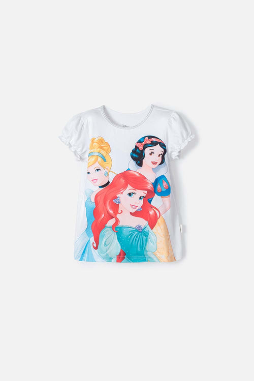 Card slide image -  CAMISETA DE PRINCESAS DISNEY BLANCA MANGA CORTA PARA NIÑA 2T A 5T