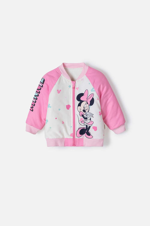 Card slide image -  CHAQUETA DE MINNIE MOUSE CON CIERRE ROSADO Y MARFIL PARA BEBÉ NIÑA