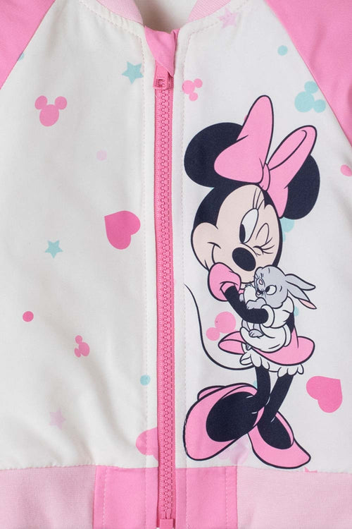 Card slide image -  CHAQUETA DE MINNIE MOUSE CON CIERRE ROSADO Y MARFIL PARA BEBÉ NIÑA