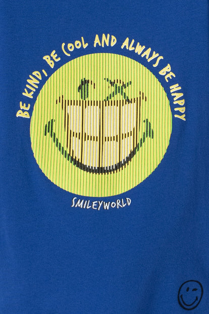  CAMISETA DE SMILEY AZUL ELÉCTRICO MANGA CORTA PARA NIÑO 2T A 5T