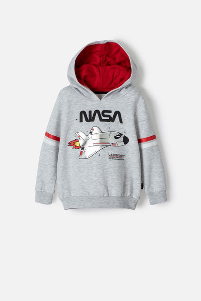  BUZO DE LA NASA CON CAPUCHA GRIS PARA NIÑO 2T A 5T