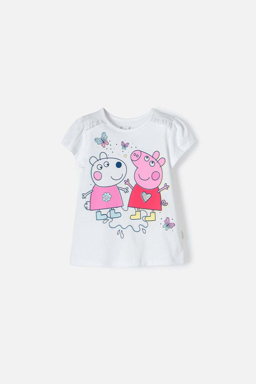 Card slide image -  CAMISETA DE PEPPA PIG MANGA CORTA BLANCO PARA NIÑA 2T A 5T