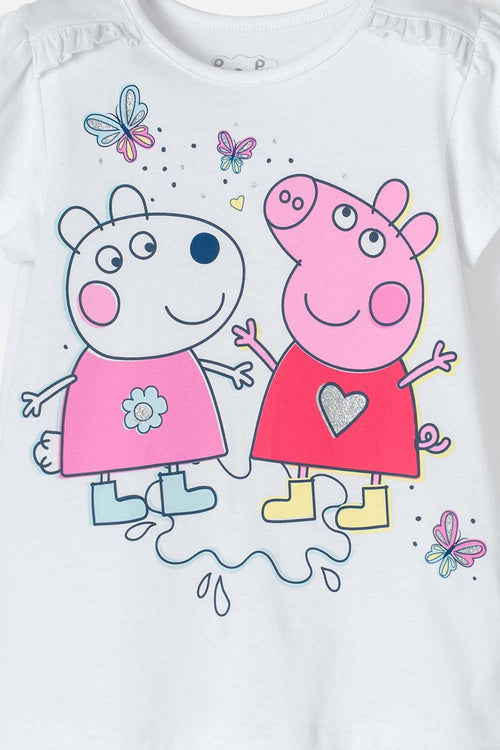 Card slide image -  CAMISETA DE PEPPA PIG MANGA CORTA BLANCO PARA NIÑA 2T A 5T