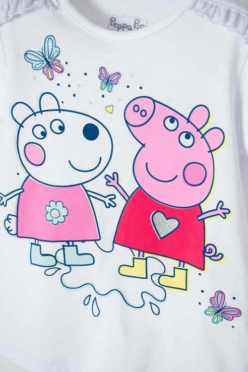 Card slide image -  CAMISETA DE PEPPA PIG MANGA CORTA BLANCO PARA NIÑA 2T A 5T