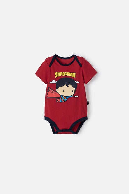  BODY DE SUPERMAN MANGA CORTA ROJO Y AZUL PARA BEBÉ NIÑO