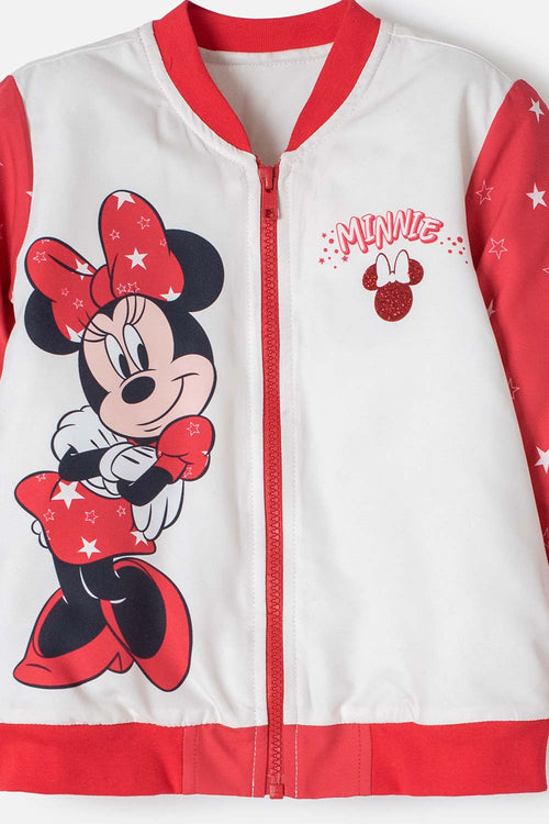 Card slide image -  CHAQUETA DE MINNIE MOUSE CON CIERRE MARFIL Y ROJO PARA NIÑA 2T A 5T