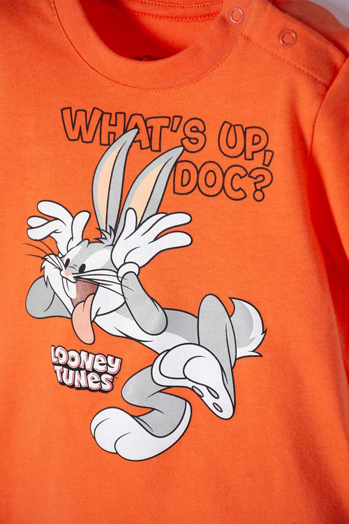 Card slide image -  CONJUNTO DE LOS LOONEY TUNES CAQUI Y NARANJA PARA BEBÉ NIÑO