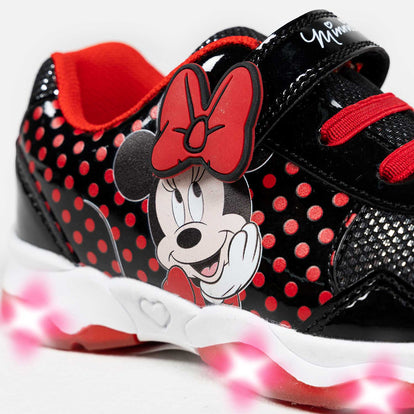  TENIS CON LUCES PARA NIÑA, ROJO/NEGRO DE MINNIE MOUSE